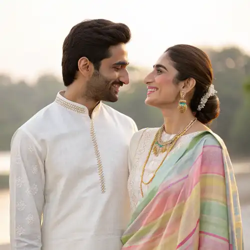 legant Traditional Couple Outfit – Panjabi & Shari